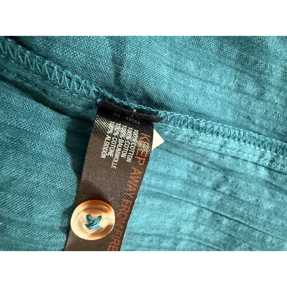 Anthropologie Teal Blue Ruffle Off Shoulder Cotton Gauze Midi Dress Large Boho - Picture 5 of 13